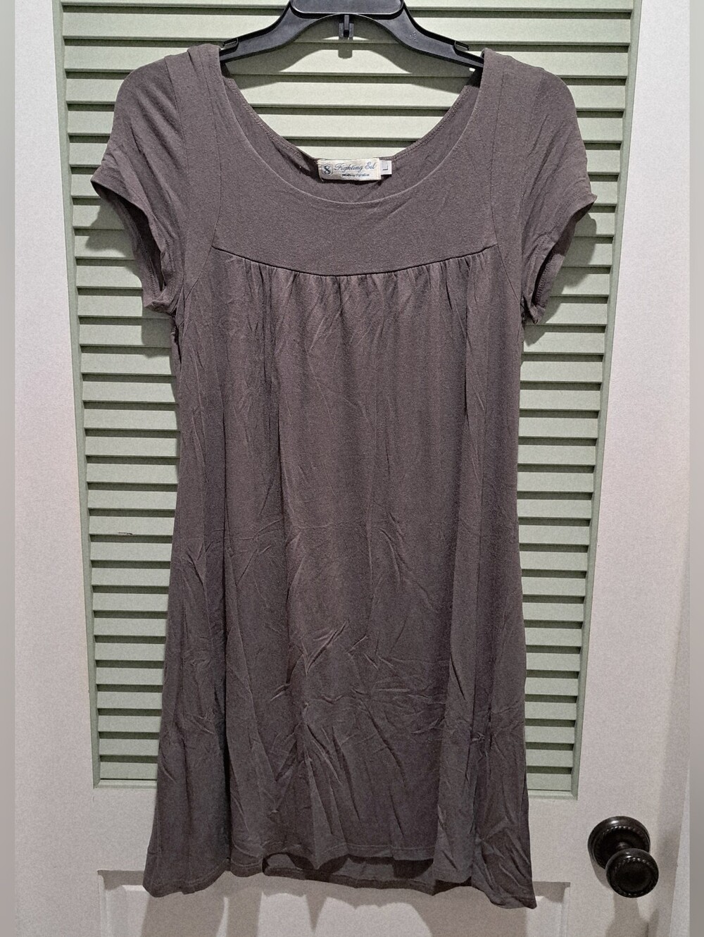 Fighting Eel Cap-sleeve, Scoopneck Mini Dress, Grey, L